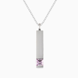 Kalung guci kristal silinder sederhana modis, perhiasan kalung abu untuk wanita pria kremasi - Product Image 2