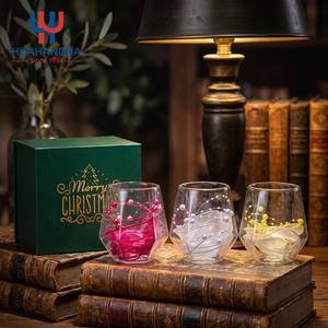 Gobelet en verre avec ruban perlé de Noël et logo personnalisé, boîte cadeau de luxe, verrerie décorative pour cadeaux de fêtes, vente en gros - Product Image 5