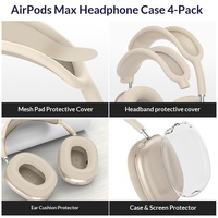 Coque en silicone 4 en 1 pour AirPods Max, ensemble de protections pour écouteurs, bandeau et coussinets, accessoires de protection anti-rayures