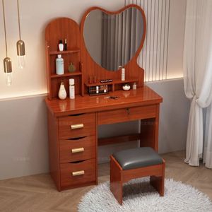 Chambre à coucher Coiffeuse de maquillage pour la maison avec miroir lumineux Petite maison de location Coiffeuse simple et <span class=keywords><strong>pratique</strong></span> - Product Image 3