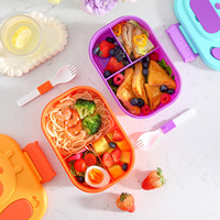 Grenzüberschreitende 304 Edelstahl Isolierte Doppelkammer-Lunchbox im Niedlichen Stil, 1-2L Fassungsvermögen, Mikrowellengeeignet, Tragbar