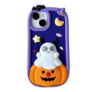 Halloween 3D niedlichen Cartoon gruselige Halloween Kürbis Geister schützende stoß feste Handy hülle für iPhone 15 Pro max