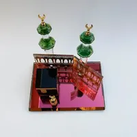 Ornement de voiture Kaaba en cristal doré magnétique à double colonne, cadeau musulman de l'Aïd Ramadan, ornement de table