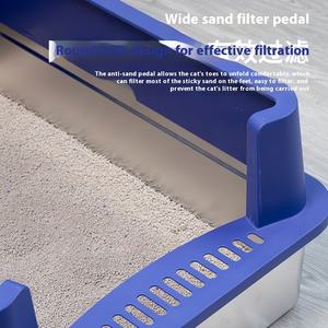 Bac à <span class=keywords><strong>litière</strong></span> pour <span class=keywords><strong>chat</strong></span> en acier inoxydable XXL, extra large, côtés hauts, sans odeur, anti-fuite d'urine, non collant. - Product Image 4