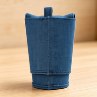Porte-pinceaux de maquillage cylindrique en toile bleue personnalisé avec fermeture à rabat, durable et résistant à l'usure, modèle JF26-052, OEM/logo personnalisé