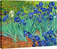 Lukisan Kanvas Van Gogh Irises, Lukisan Minyak Klasik Bunga Biru Ungu, Dekorasi Bungkus Galeri Impresionis Floral