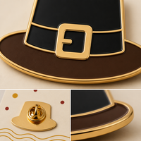 Broches de chapeau de pèlerin, épingles de revers, bijoux de Thanksgiving, badges métalliques en gros, épingles personnalisées en émail souple, usine OEM