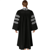 Deluxe PhD Academic Gown Graduation Doctoral Ceremony Robe avec Velvet Matte Polyester Custom Color Livraison rapide