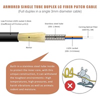 Câble de brassage fibre optique blindé Uniboot LC UPC de haute qualité, monomode duplex, 9/125µm (compatible OS1/OS2), LSZH noir, 1m