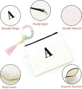 Sac à crayons personnalisé en toile brodée avec alphabet mignon, idéal pour les cadeaux d'anniversaire, de mariage, de demoiselle d'honneur - Product Image 3