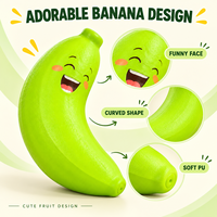Jouets en PU souple en forme de banane mignons en gros, jouets anti-stress à presser avec des visages amusants