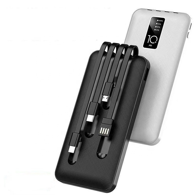 Best Quality Pawar Bank 10000mah Power Banks Portable Power Bank 10000mah with Built-in Cable Micro USB Input Double USB Output