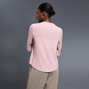 Kaus Yoga lengan panjang untuk wanita, pakaian Yoga longgar leher bulat, kaus lengan panjang, kaus olahraga kebugaran kasual ramping serbaguna, Atasan musim gugur - Product Image 6