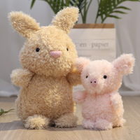Peluches en Fourrure de Peluche Bouclée de 20 cm pour Animaux, Lapin, Cochon, Canard, Hibou, Ours Renard
