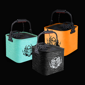 Matériel de pêche, couvercle en maille anti-évasion, conteneur pour poissons vivants résistant à l'usure, seau pliable en EVA pour le camping en plein air, les jeux aquatiques pour enfants - Product Image 2