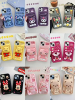Coque de protection invisible en gros avec motif d'ours de dessin animé à grosse tête pour iPhone 17 16 15 14 13 12 Pro Max