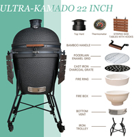 Barbecue Kamado multifonction Auplex au charbon de bois, 22 pouces, meilleur barbecue Kamado pour le jardin extérieur, avec certification CE EN1860