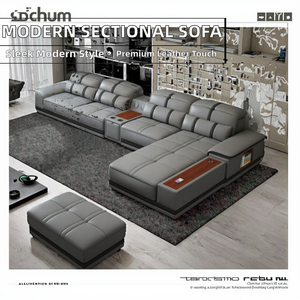 Ensemble de canapés modulaires inclinables et extensibles en cuir synthétique, style nordique moderne, en velours, pour le bureau - Product Image 4