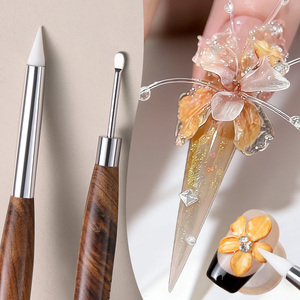 BORN PRETTY Stylo de sculpture pour nail art, en silicone et métal, à double embout, outils pour le modelage, la sculpture, le <span class=keywords><strong>dessin</strong></span> et la mise en forme 3D des ongles - Product Image 1