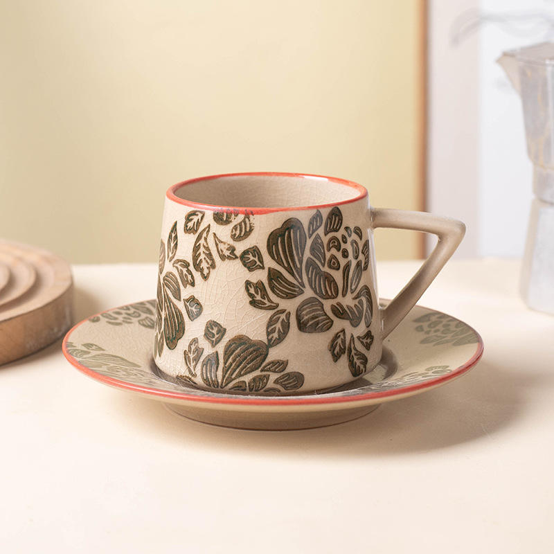 Grey peony coffee cup and saucer