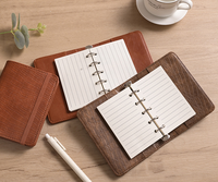 Carnet de notes en cuir A6 personnalisé bloc-notes de poche en PU avec 6 classeur à anneaux Agenda Planner Organisateur rechargeable à feuilles mobiles avec bande élastique