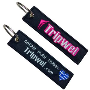 Llaveros cortos bordados con logotipo personalizado al por mayor, llaveros promocionales tejidos para motocicleta, mosquetones - Product Image 4
