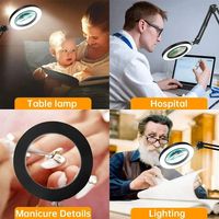 Lampe de table loupe 5X 10X avec lampe loupe haute vision éclairée par 72 LED avec pince pour lire le travail de près