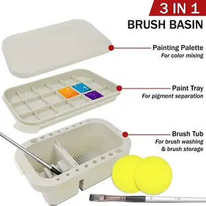 Multifunctional pen washing container painting brush holder with palette for art supplies