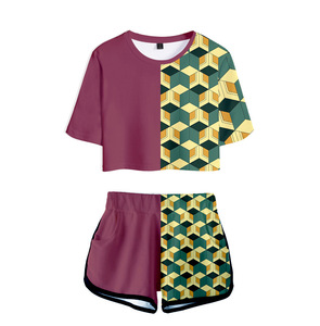 Venta al por mayor Anime Demoned Slayer <span class=keywords><strong>Cosplay</strong></span> impreso moda ombligo-Baring traje <span class=keywords><strong>Tanjiro</strong></span> <span class=keywords><strong>Kamado</strong></span> disfraces para adultos y niños - Product Image 5