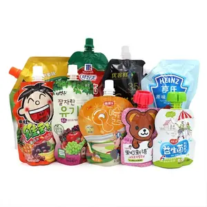 Eco Friendly Custom Design Water Juice Plastic Pouches With Spout For Drinking