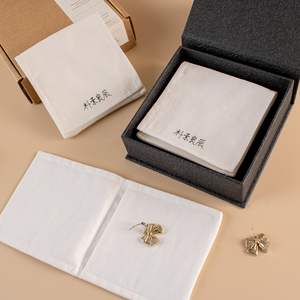 Reusable Wholesale <b>White</b> Flap Custom Logo Cotton Jewelry <b>Envelope</b> Pouch Packaging - Product Image 2