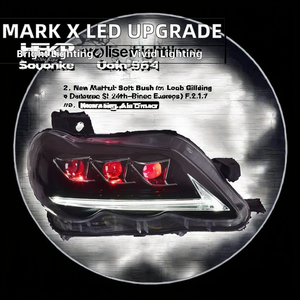 Cụm đèn pha LED Toyota Mark X 2005-2009, đèn trước động, mắt quỷ, đèn chạy ban ngày (DRL), tình trạng mới, nâng cấp đèn pha - Product Image 4