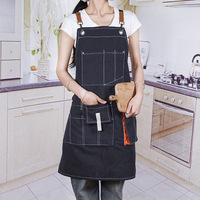 Tablier de cuisine en toile de coton robuste, logo personnalisé, col suspendu, poches pour chef, cuisine, artisanat, barbecue, dessin