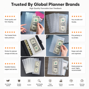 Durable Flexible Frosted Clear PP Refillable Money Savings Planner Insert Zipless Budget Binder Pocket <strong>A6</strong> Non-tab Cash <strong>Envelope</strong> - Product Image 5