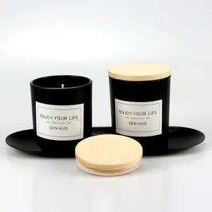 10oz Black Frosted Glass Matte Luxury Jars Scented Candle Wholesale Manufacture High Quality Customized fragrance soy Candles