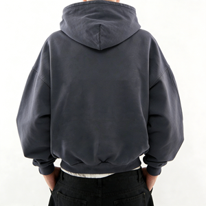 Hoodie court unisexe coupe ample en <span class=keywords><strong>molleton</strong></span> <span class=keywords><strong>bouclette</strong></span> 100% coton, style streetwear vintage épais pour homme - Product Image 3