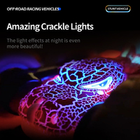 Voiture télécommandée AiJH Rc Twist Stunt Car double face avec musique et lumières cool, voiture télécommandée dinosaure rotative à 360°