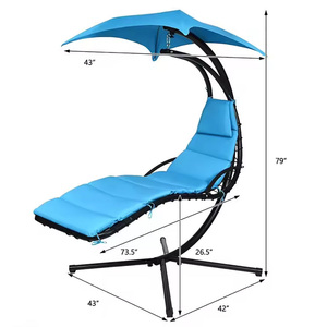 Fauteuil <span class=keywords><strong>suspendu</strong></span> incurvé moderne pour l'extérieur, balançoire de jardin, hamac, avec structure de support en métal pour auvent de jardin - Product Image 6