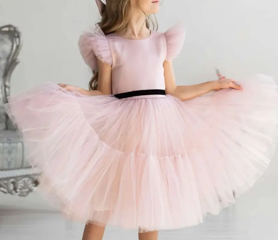 Bán buôn vải tuyn nhiều lớp thiết kế cupcake Fluffy váy bé hoa cô gái Dresses tutu pageant bóng Gown dài choàng trẻ em quần áo