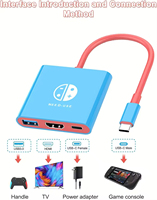 Base de Conexión Portátil para Nintendo Switch 2, 4K/60Hz, Divisor USB C, 3 en 1, Puerto Tipo C, Adaptador de TV
