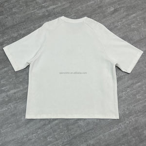 T-shirt blanc en coton Boxy Streetwear chemise de créateur décontractée de haute qualité épaule tombante T-shirts lourds surdimensionnés - Product Image 4