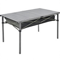 Table de camping pliante en aluminium portable |   Sac de transport léger et pliable en maille pour rangement de meubles d'extérieur rectangulaires