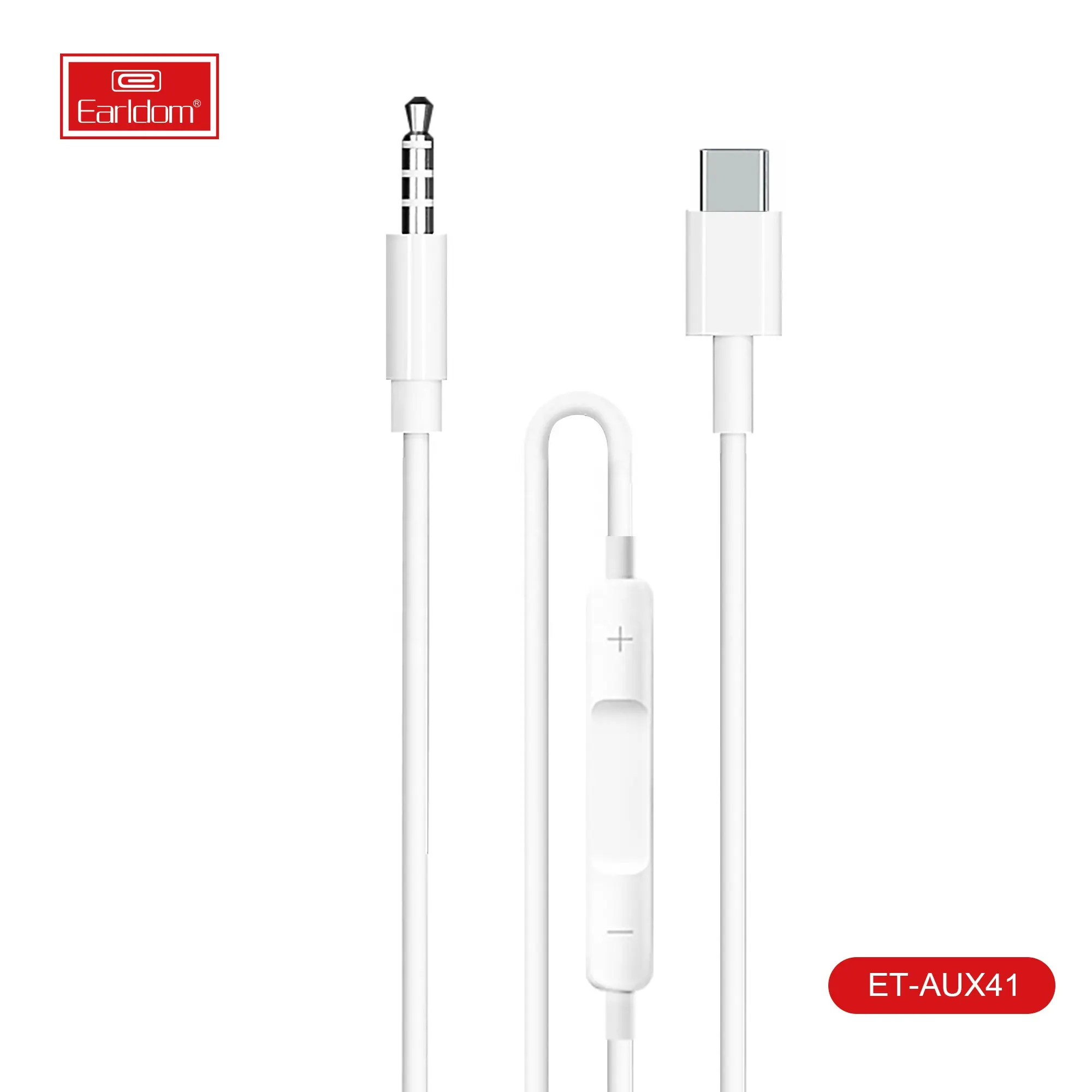 EARLDOM Adaptor Aux Jack Audio Tipe C Ke 3.5Mm, Adaptor Kabel Stereo Audio Headphone Ekstensi USB C Male To 3.5Mm dengan Mikrofon