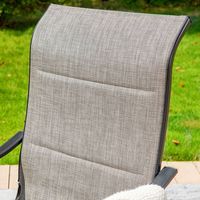 Chaises de salle à manger d'extérieur ergonomiques et modernes en fer, rembourrées, avec ressorts en C, en textilène, supportant une capacité de 160 kg, pour chambre, cour, villa