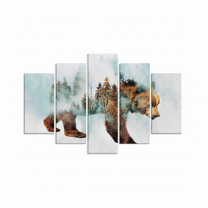 Printed Bear Walking in Snow <b>Canvas</b>: Abstract Forest <b>Wall</b> Art,SET OF 5 MIX <b>CANVAS</b> - Product Image 2
