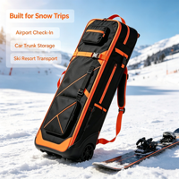 Sac de voyage pour snowboard en nylon imperméable avec roulettes arrière, fond renforcé, design rembourré, capacité 50-70L, protection