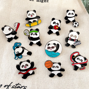 Spilla fiore Panda <span class=keywords><strong>pace</strong></span> e felicità cartone animato carino Pin personalizzato divertente smalto spille Panda distintivi - Product Image 4