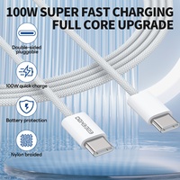 Cable Trenzado de Nailon ESEEKGO G-113C Tipo-C a Tipo-C, Carga Rápida de 100W para Computadora Portátil, Teléfonos Móviles, Transferencia de Datos, 4 Pies/1.2 Metros