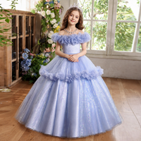 Robe de princesse en tulle de luxe pour filles, robe de bal à volants, tenue de soirée scintillante, sur mesure, OEM, vente en gros pour mariage, fête d'anniversaire, 90-150 cm