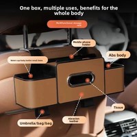 Boîte de rangement de luxe pour voiture, porte-mouchoirs, organisateur multifonctionnel pour dossier de siège, sac de rangement, porte-gobelet, crochet en cuir artificiel